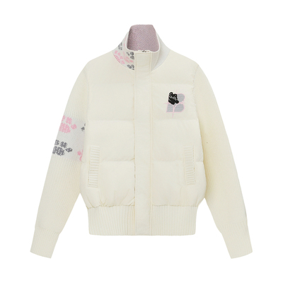 BIPOLAR黑猫提花毛织拼接羽绒服