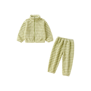 男孩秋冬款法兰绒宝宝加绒加厚睡衣男童珊瑚绒冬季2025家居服套装