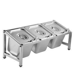 不锈钢份数盆架冰粉盆长方形配料盒奶茶店物料果酱调料盒架子商用