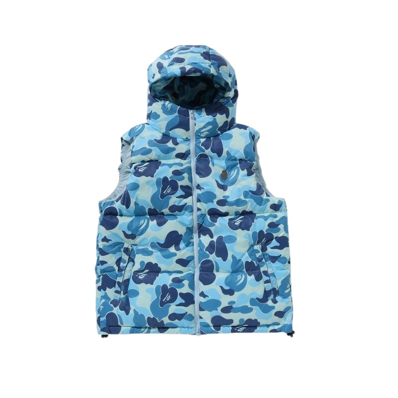 BAPE猿人金属标迷彩图案羽绒马甲