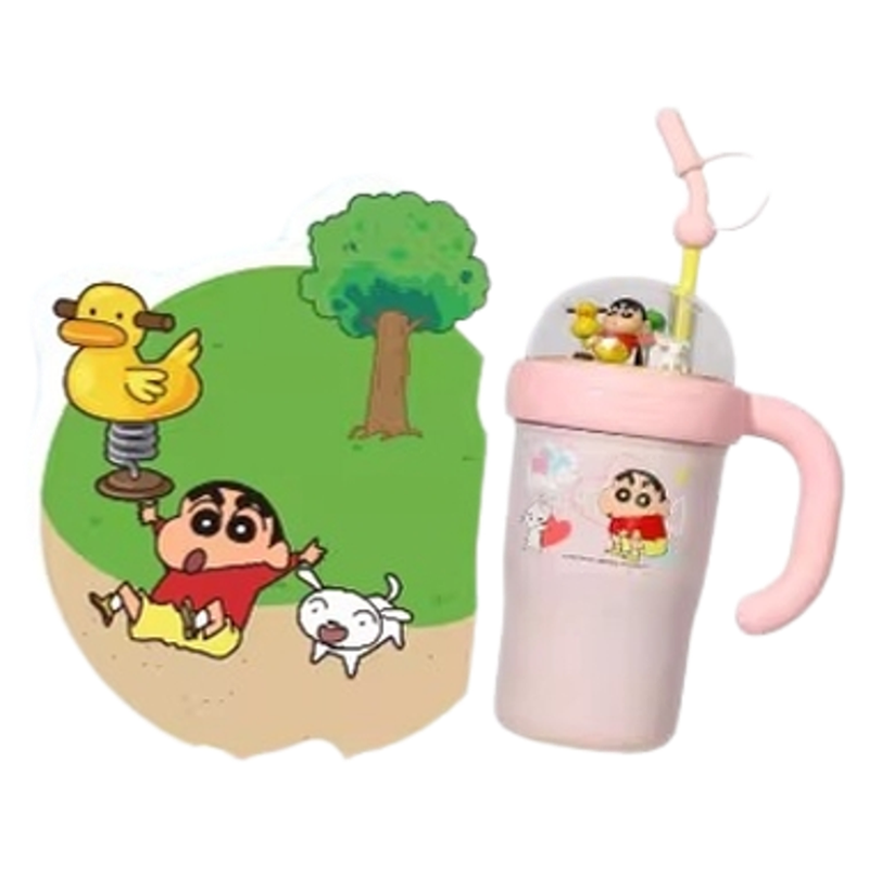 蜡笔小新保温杯女生大容量316冰霸杯学生高颜值吸管水杯生日礼物