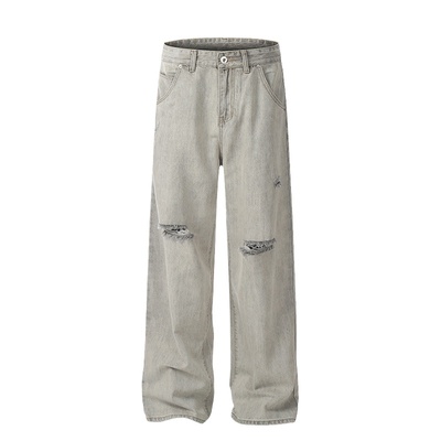 小柯XCOK手绘涂鸦水洗直筒牛仔裤