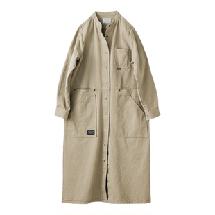 冬季新品 桑妮库拉/Sunny clouds纯棉山系工装风衬衫连衣裙长裙女