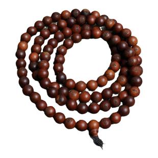 灵泉观天然雷击木108颗念珠道珠老料枣木手串流珠纯手工雕刻佛珠