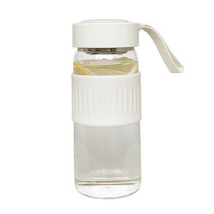 简约玻璃杯耐高温水杯2025新款女夏天办公室带茶隔便携杯子高颜值