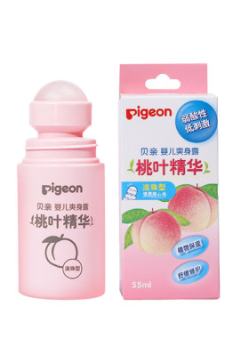 【天猫U先】贝亲婴儿宝宝爽身露爽身粉新生桃叶精华液体滚珠55ml