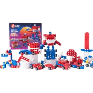 火星狗榫卯积木汽车益智拼装玩具大颗粒男孩幼儿园礼物变形金刚