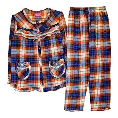 凯舒娜100%纯棉睡衣女长袖长裤