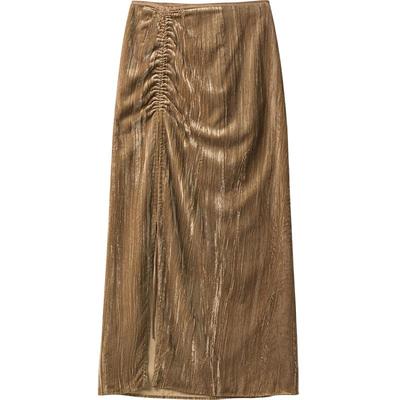 播商场同款抽褶设计丝绒半身裙女24冬季新款开叉裙子BDR4BD3454