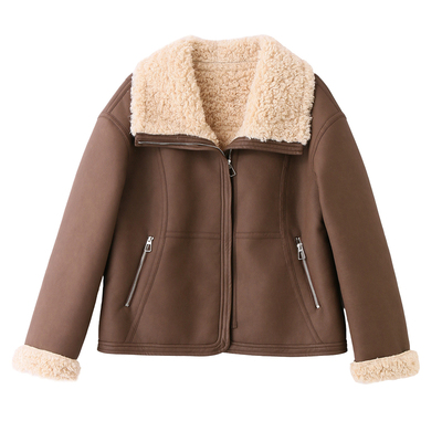 加绒加厚羊羔毛皮衣外套女