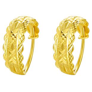 周大生黄金耳饰女计价足金车花满天星耳环素圈耳钉送女友妈妈礼物