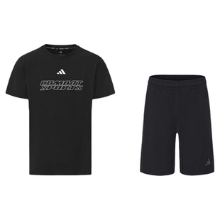 Adidas/阿迪达斯健身套装运动打球跑步2026新款黑色两件套夏天
