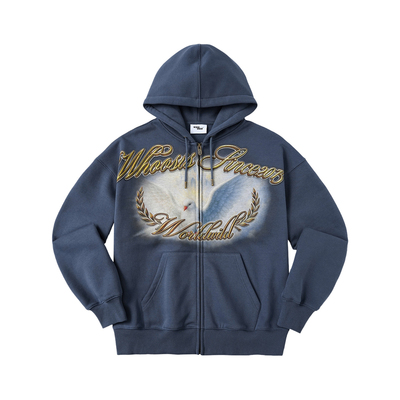 WHOOSIS（不知其名）天堂和平鸽金属花体字卫衣帽衫美式复古男女