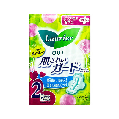 日本进口花王乐而雅日用透气卫生巾棉柔亲肤瞬吸无荧光剂20.5cm*2