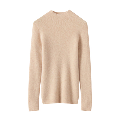 一体无缝 100纯山羊绒衫女紧身半高领修身套头针织毛衣秋冬打底衫