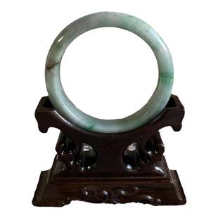 缅甸天然翡翠A货糯化绿色飘花乌鸡黑手镯卡54+水润女款手镯手环