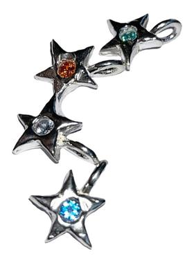 s925纯银*五角星彩色钻石项链