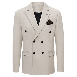 双排扣结婚西服男套装修身新郎商务大码职业正装帅气上班西装礼服