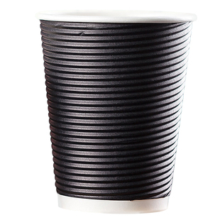 高档一次性咖啡杯纸杯奶茶杯双层瓦楞杯防烫打包热饮杯子商用带盖