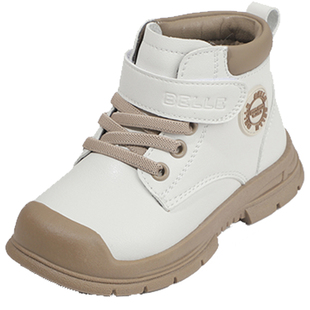 百丽童鞋儿童冬季加绒马丁靴男女童时尚百搭宝宝靴软底耐磨小短靴