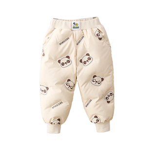 儿童羽绒裤白鸭绒男童棉裤女童冬装三层加厚一条过冬宝宝东北外穿