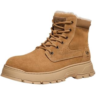 骆驼男鞋2025冬季棉鞋加绒保暖工装休闲防寒户外高帮雪地靴男款