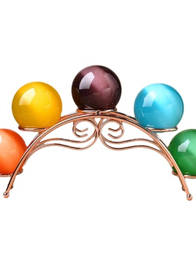 创意水晶球金属底座铁艺电镀金色银色支架七球多球托架装饰摆件