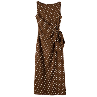 晚白2026春夏新款复古茶歇法式波点裙度假风裙子无袖连衣裙女长裙