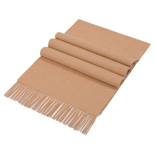 新款英伦秋冬季羊绒加厚保暖纯羊毛纯色男女通用围巾披肩长款驼色