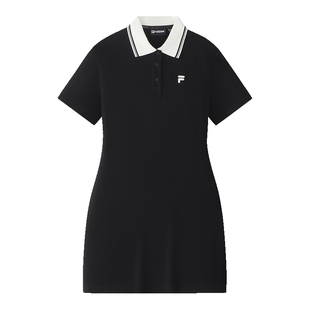 FILA FUSION斐乐潮牌女子针织连衣裙2026夏季新款撞色翻领POLO裙