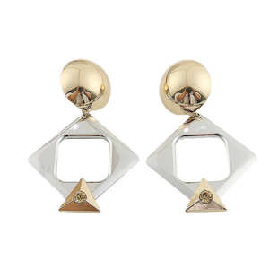 杨树林朱莉同款走秀几何菱形耳环女2025爆款夸张不对称大耳坠银针