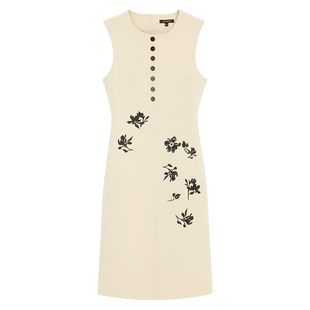 【木兰花系列】YINER音儿冬季羊毛山羊绒绣花极简连衣裙