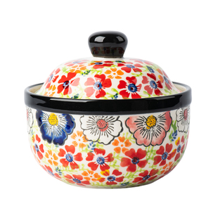 陶瓷碗家用釉下彩餐具新款带盖炖盅复古汤碗蒸蛋羹碗微波炉专用碗