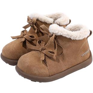 英氏童鞋女童加绒雪地靴冬季新款儿童棉靴小女孩保暖棉鞋宝宝鞋子