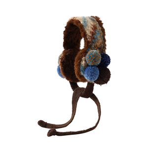 复古美拉德色毛绒绑带耳罩女冬季骑行防寒保暖防冻彩色耳捂子耳套