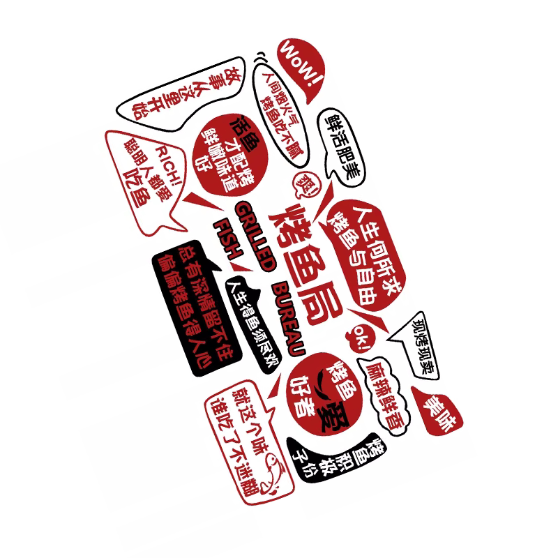 网红烧烤鱼破店墙面装饰餐饮壁挂画氛围布置火锅创意广告海报贴纸
