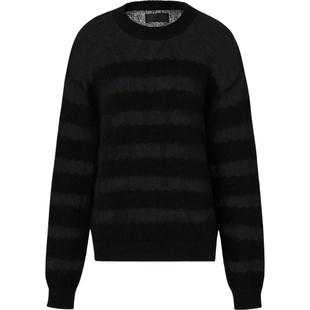 【折扣】RtA 秋冬女条纹挑窿马海毛混纺针织毛衣