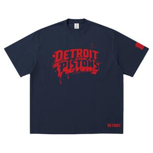 黝黑蜗壳活塞队重磅纯棉短袖T恤篮球小众坎宁安CC定制美式休闲潮