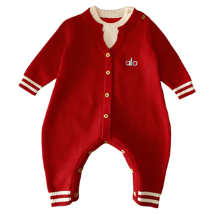 宝宝春装新款衣服满月周岁婴儿连体衣春季小月龄哈衣幼儿外出爬服