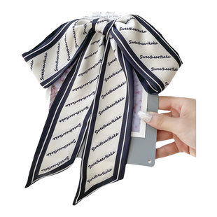 黑白窄长条小丝巾女春秋夏季丝带扎头编发带飘带腰带搭配衬衫领带