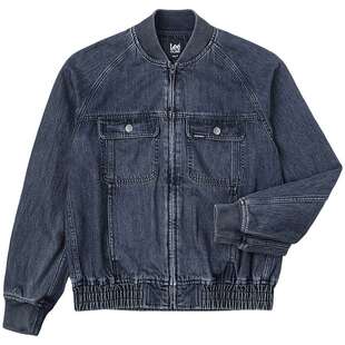 Lee舒适版棒球领复古深蓝色男女款牛仔飞行夹克外套LUT010801101
