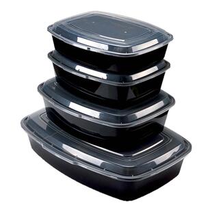 喇叭花5000ml一次性烤鱼盒烤串外卖打包盒长方形黑色龙虾海鲜盒