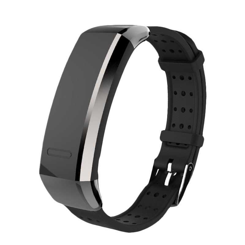 米布斯 适用华为运动手环替换腕带band2  ERS-B19/B29/GPS版 不锈钢金属牛皮硅胶腕带防水多孔透气通用型表带