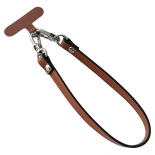 高级皮质手机挂绳宽带皮绳挂手腕腕带高档简约气质短款手绳相机包包钥匙手提带垫片腕绳挂件棕色复古美拉德壳