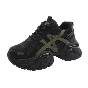 真皮加绒潮流老爹鞋女款2025冬季新款厚底增高34码爆款休闲运动鞋