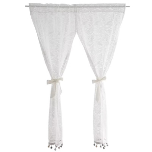 美式蕾丝风水门帘对开半帘穿杆帘柜帘咖啡帘半遮光窗纱卧室免打孔