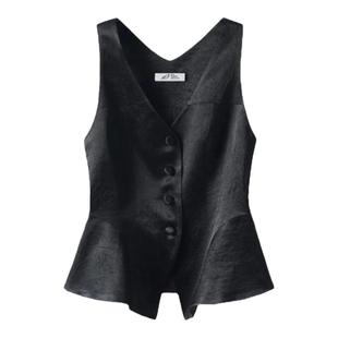 1507-2醋酸缎面无袖马甲女衬衫背心2026夏季轻薄舒适坎肩外穿马夹