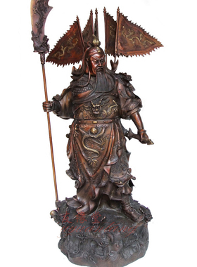 全铜财神爷佛像摆件关公大刀