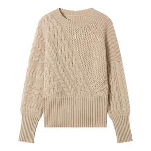 COLINWANG-大地礼赞|獨家定纺山羊绒设计感绞花英伦休闲针织衫