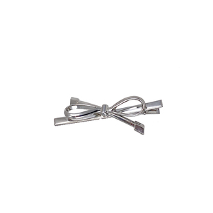 银色蝴蝶结金属一字发夹女双马尾发卡侧边夹头饰精致气质刘海发饰